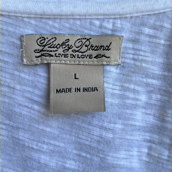 Lucky Brand White Laser Cut Floral Top_Size L - Picture 2 of 5
